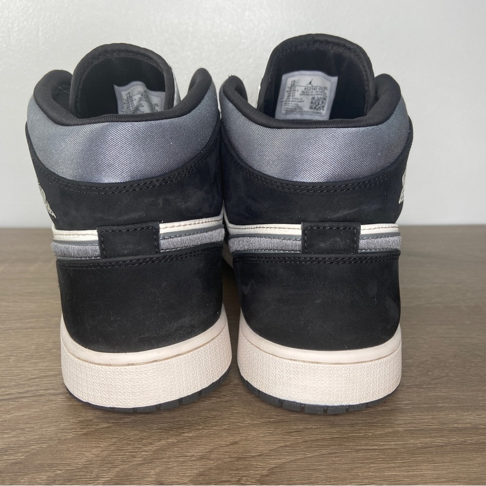 Nike Air Jordan 1 Mid Satin Grey Sneakers Mens 14 Black White Shoes 852542-011 - Picture 11 of 16